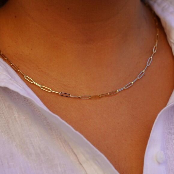 14K Solid Gold 3.0mm Square Paperclip Chain | Elegant Gold Necklace | 24-Inch - Picture 7 of 7